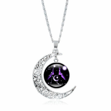 12 Constellations of the Zodiac Moon Protection Necklace Chain Pendant