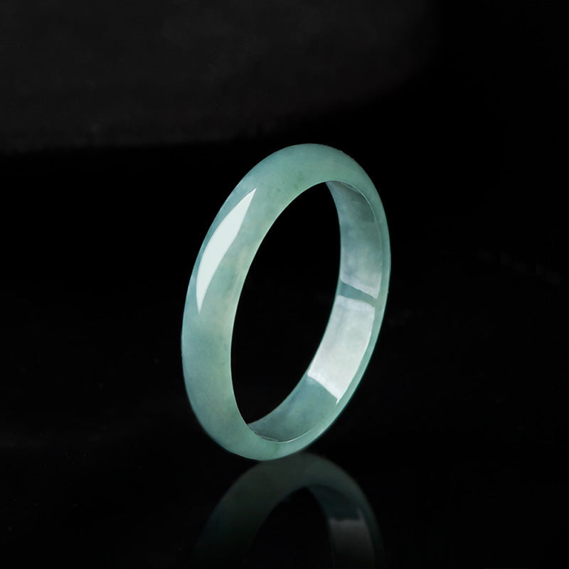 Hand-Polished Natural Jade Minimalist Band Ring