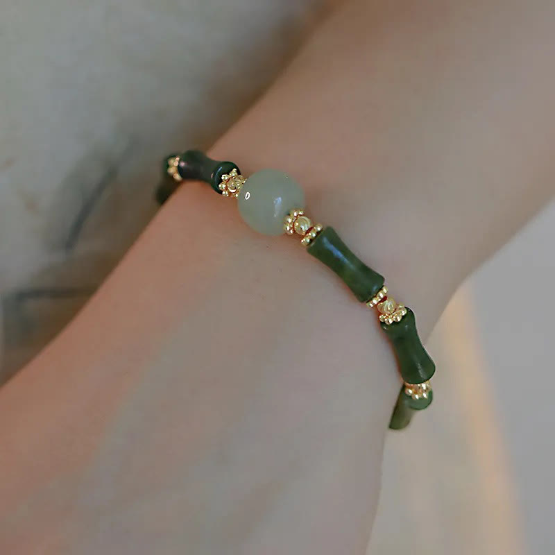Glass Bead Bamboo Luck Strength Chain Bracelet