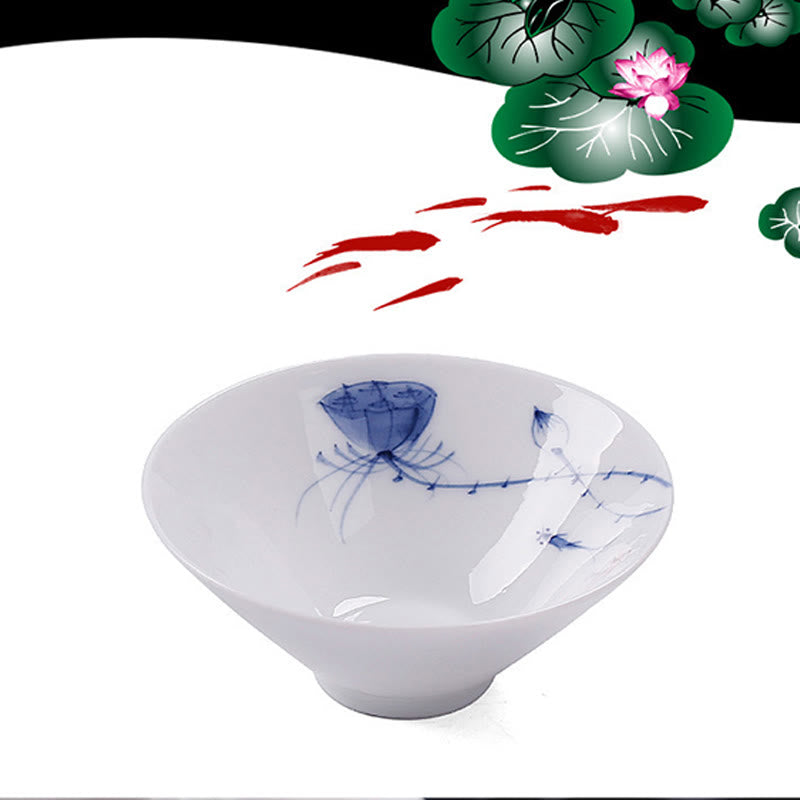 Vintage Plum Orchid Bamboo Chrysanthemum Lotus Koi Fish Ceramic Teacup Kung Fu Tea Cups