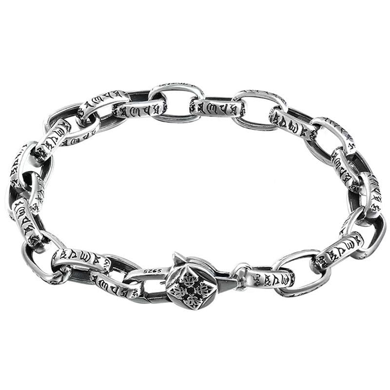 Engraved 925 Sterling Silver Om Mani Padme Hum Mantra Bracelet