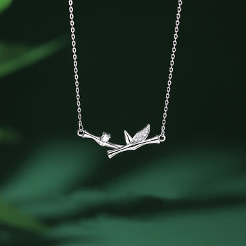 Bamboo Leaf Design Copper Zircon Wealth Necklace Pendant