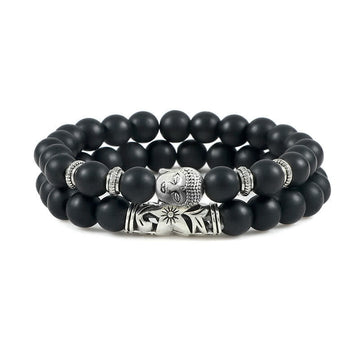2Pcs Natural Crystal Agate Buddha Protection Bracelet