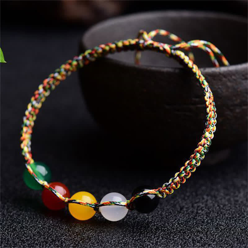 Colorful Agate Five Elements String Bracelet – Red Agate Energy Anchor