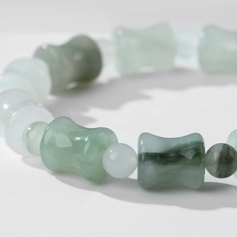 Zeniora Jade & Bamboo Pattern Elastic Bracelet