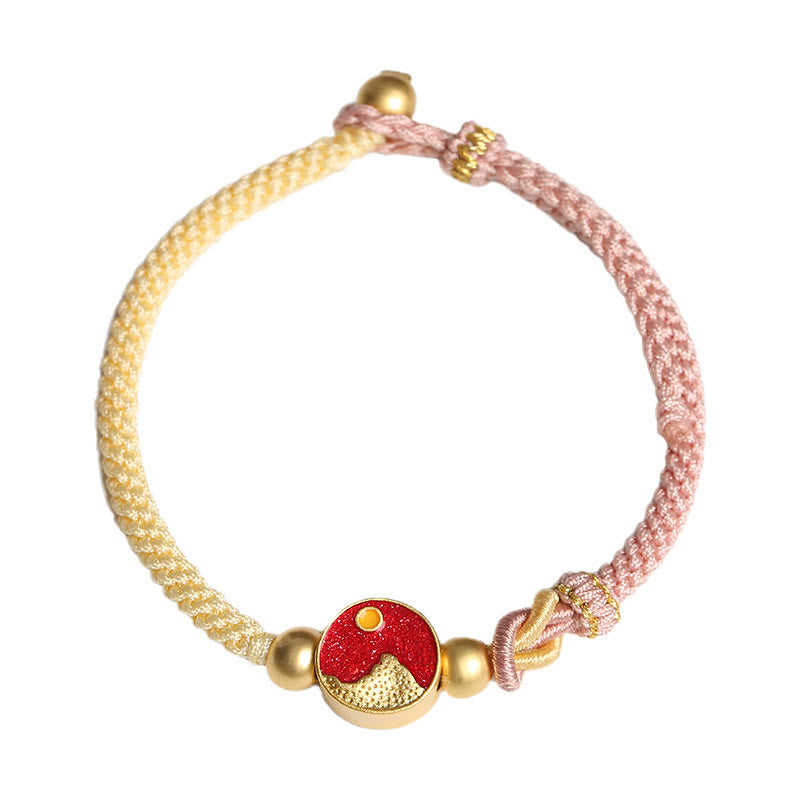 Handmade Mountain and Sea Engraved Luck Two-Color String Couple Bracelet