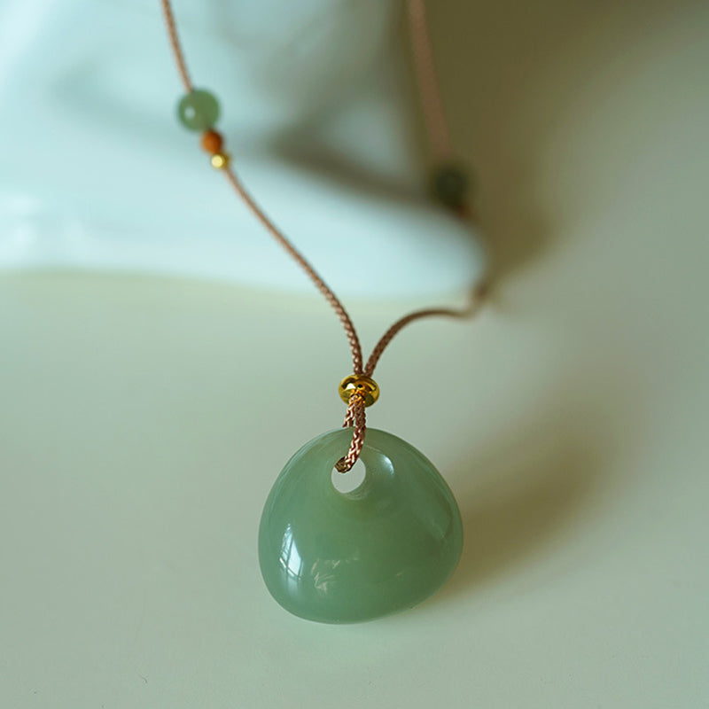 Natural Jade Luck Prosperity Necklace Pendant (Random Color)
