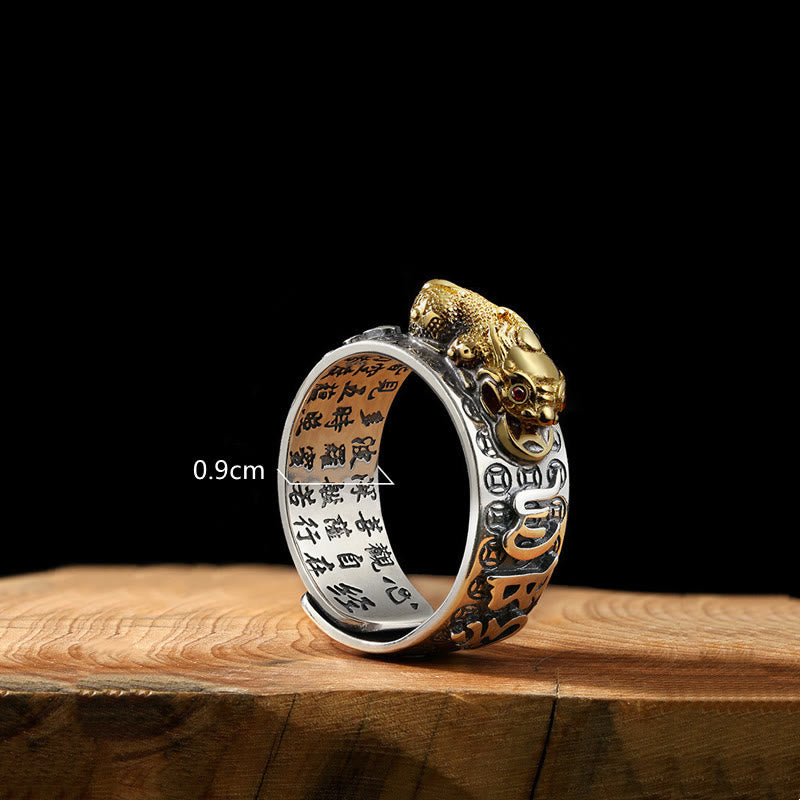 990 Sterling Silver Tibetan Heart Sutra & Om Mani Padme Hum Engraved Mantra Ring