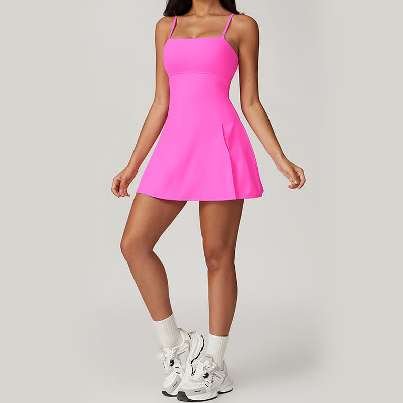 Solid Backless Tennis Yoga Women Sports Dress