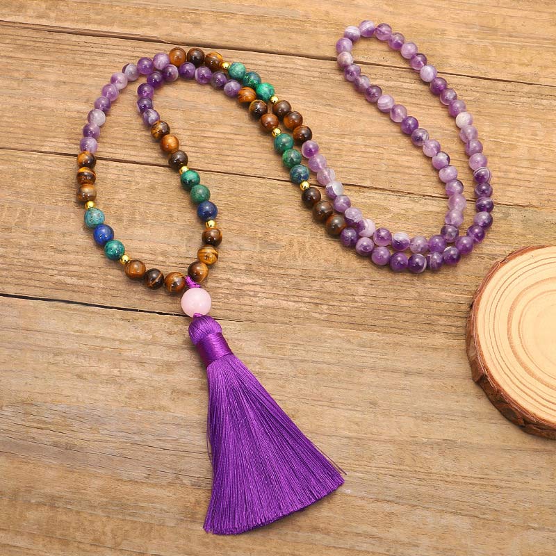 Tibetan Amethyst Purify Bracelet Mala Set