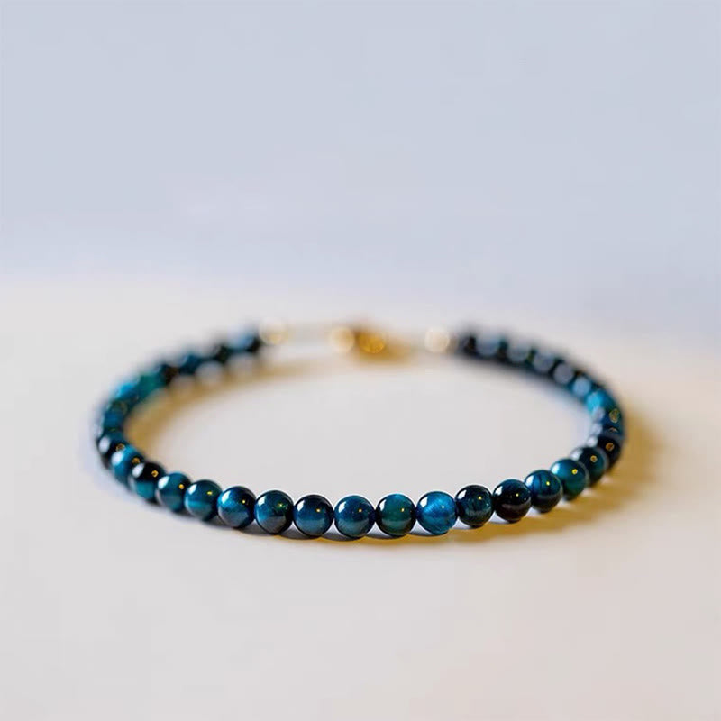 Natural Blue Tiger Eye Stone Protection Chain Bracelet