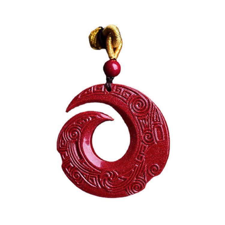 One's Luck Improves Design Patern Natural Cinnabar Blessing Necklace Pendant