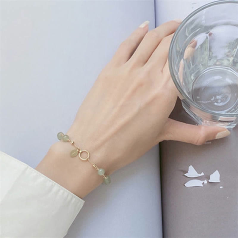 Unique Natural Hetian Jade 14K Gold filled Luck Beaded Bracelet