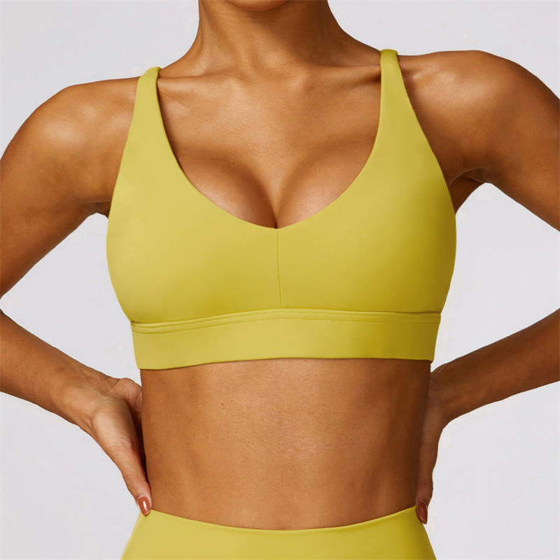 Gym Sports Yoga Backless Bra Crop Tank Top Breathable Shorts
