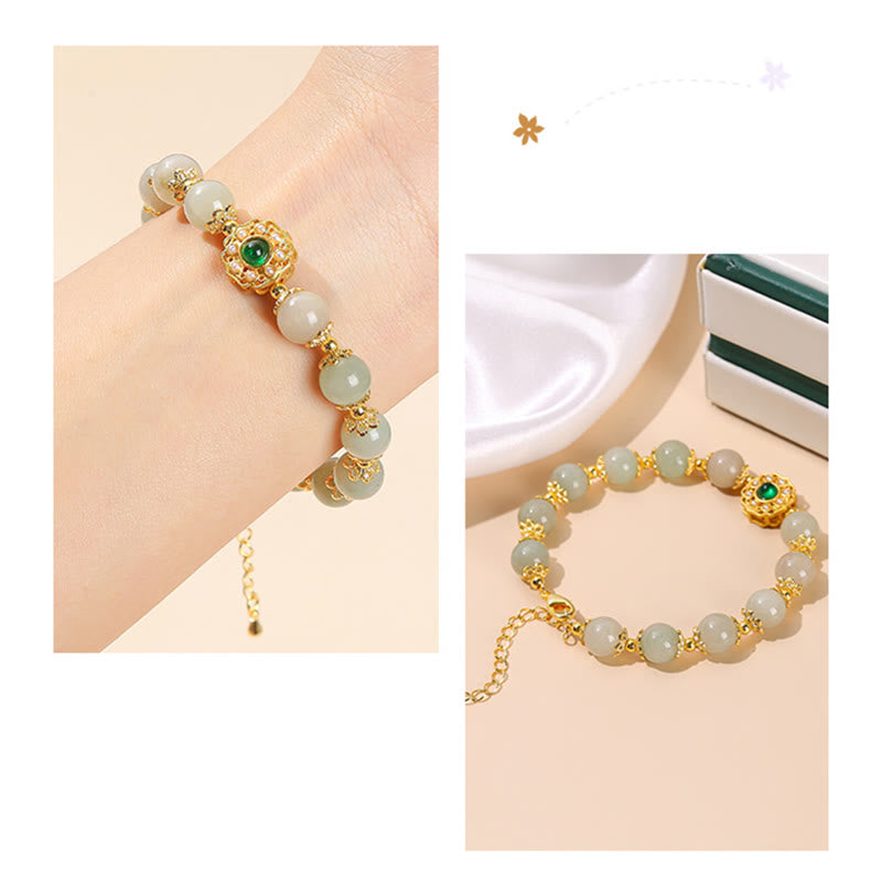 Natural Jade Prosperity Bead Chain Bracelet