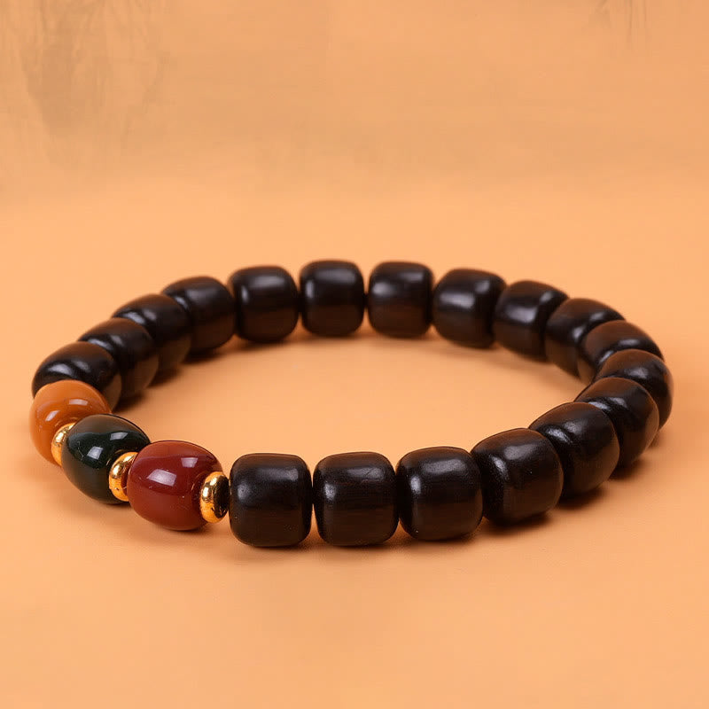 Handmade Natural Wood & Copper Beaded Meditation Bracelet