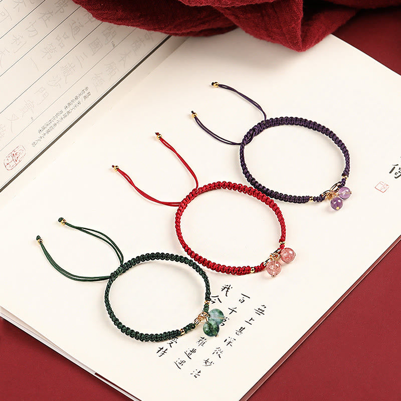 Natural Strawberry Quartz Amethyst Green Phantom Bead Positive Bracelet