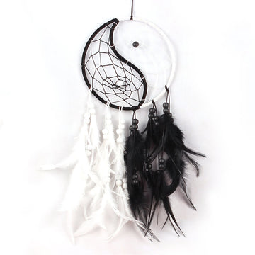 Yin Yang Dream Catcher Circular Net with Feathers Balance Decoration