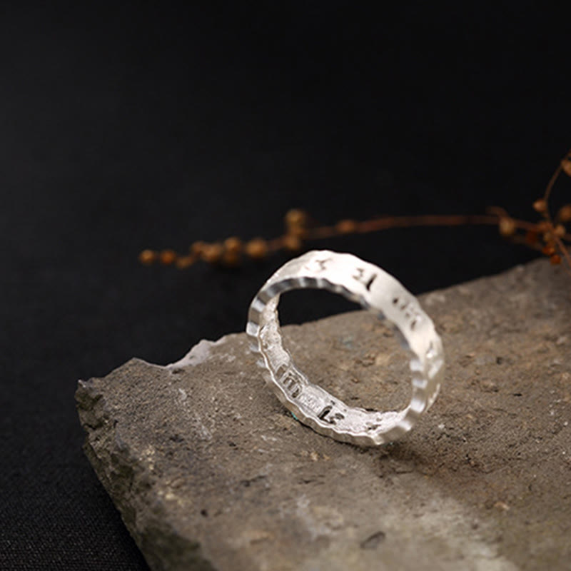 Handmade 925 Sterling Silver Om Mani Padme Hum Hollow Peace Ring