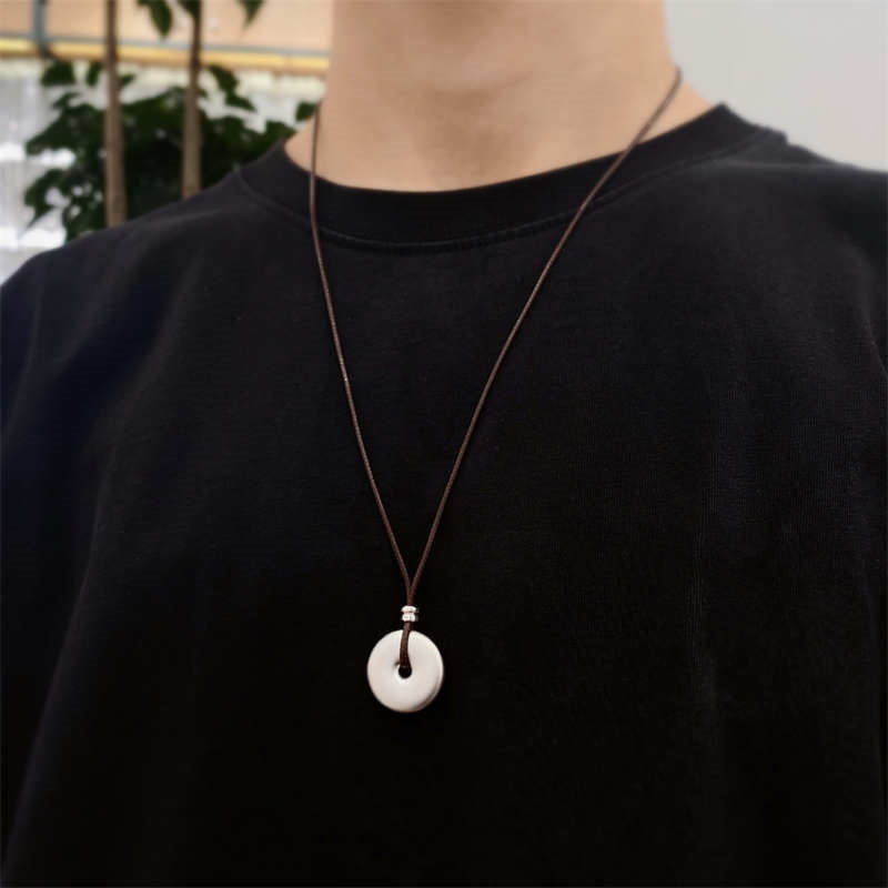999 Sterling Silver Round Peace Buckle Protection Necklace Pendant