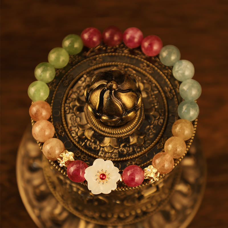 Colorful Tourmaline Jade Flowers Love Bracelet