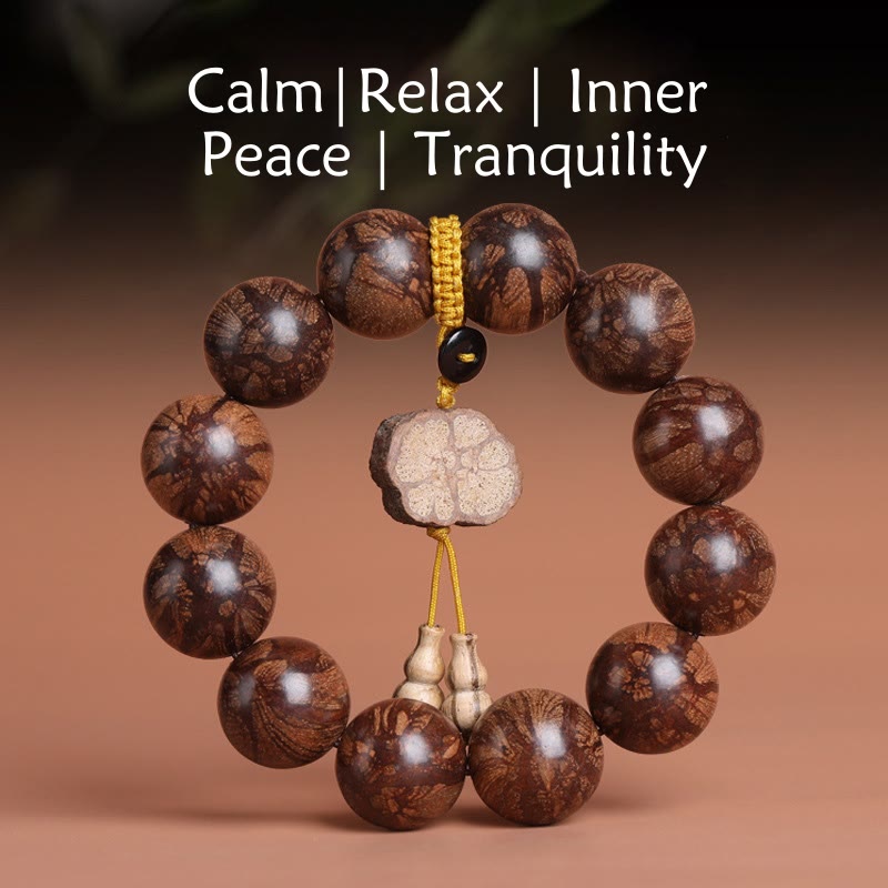 Natural Plum Blossom Wood Large Bead Meditation Bracelet
