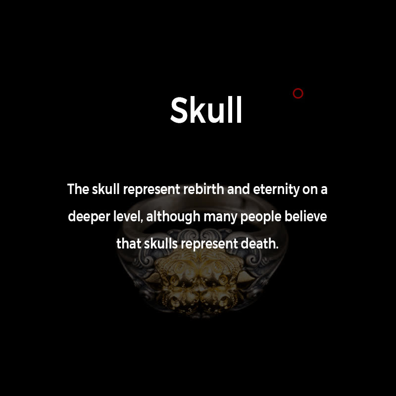 Adjustable 925 Sterling Silver Gold Kapala Tibetan Skull Ring