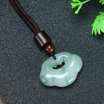 Tianshan Jade Golden Silk Jade Chinese Lock Charm Abundance Necklace Pendant
