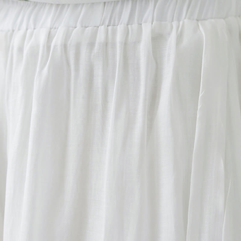 2Pcs Flower Embroidery Short Sleeve Tee T-shirt Wide Leg Pants Set