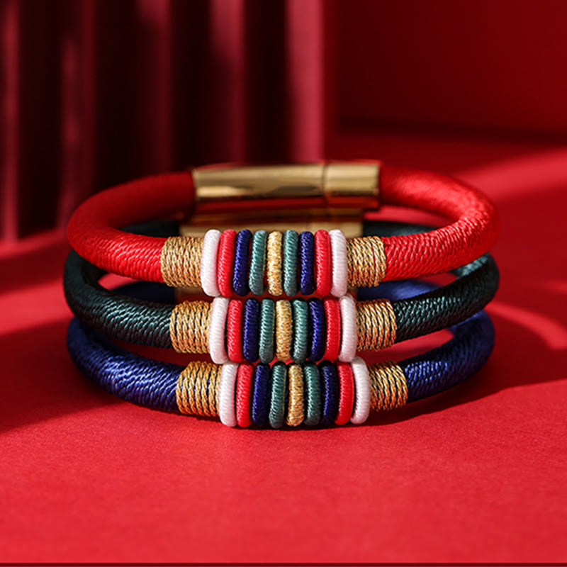 Tibetan Handmade Colorful King Kong Knot Five Elements Luck Braid String Bracelet
