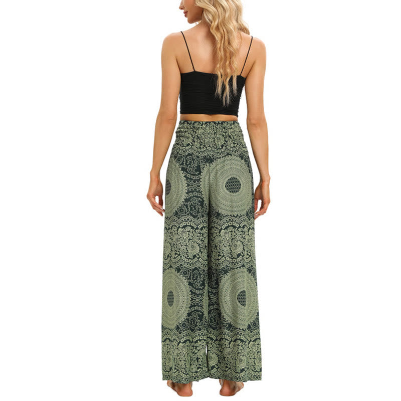 Boho Lace-up Wide Leg Pants Women's Yoga Pants