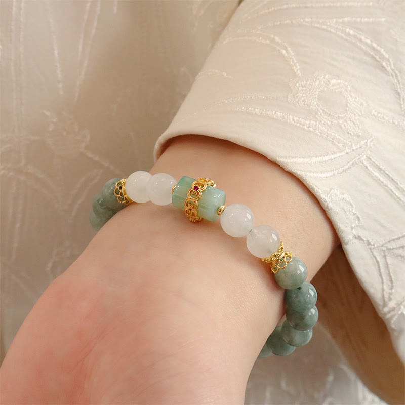 Single Double Layer Jade Peace Buckle Luck Bracelet
