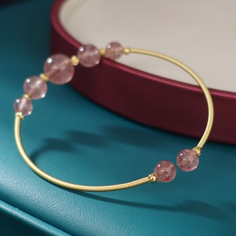 Natural Strawberry Quartz Love Healing Bracelet Bangle