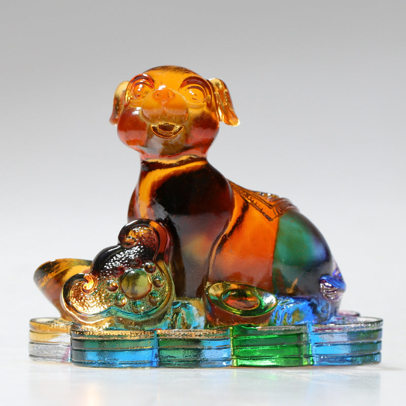 Year of the Dragon Handmade 12 Chinese Zodiac Liuli Crystal Art Piece Protection Home Office Decoration