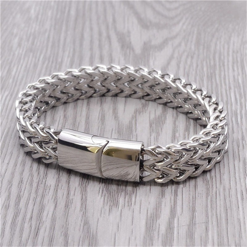 Textured Fish Scale Titanium Steel Magnetic Buckle Balance Chain Bracelet