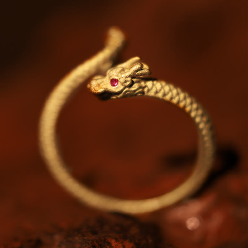 Vintage Sterling Silver Adjustable Dragon Motif Statement Ring