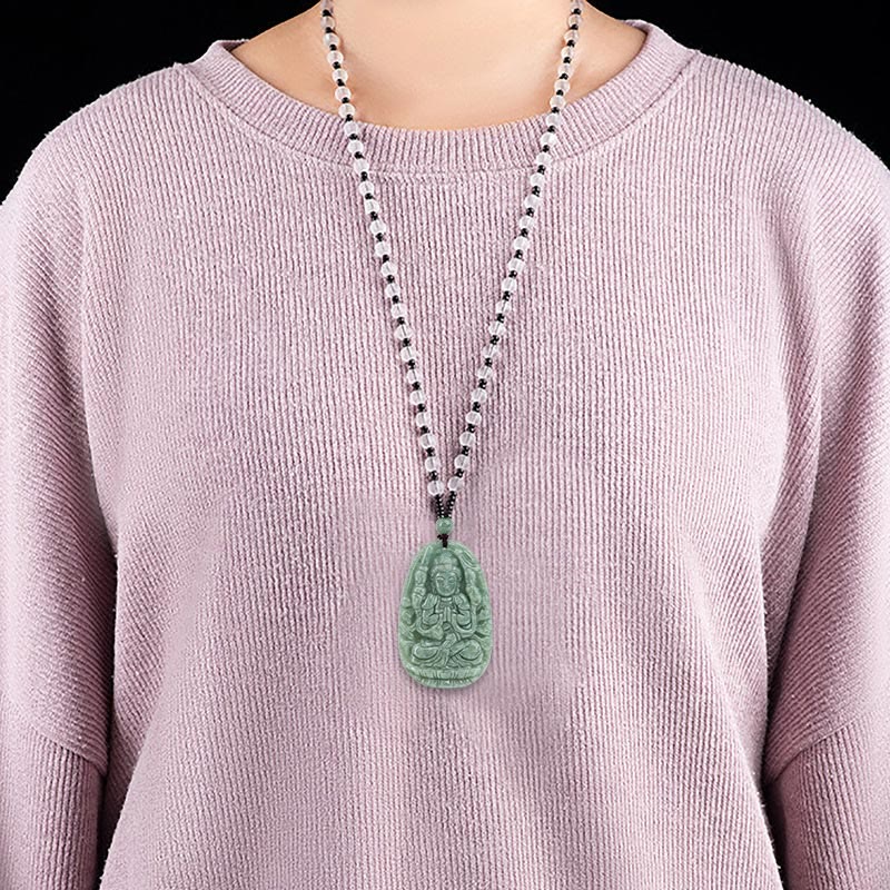 Chinese Zodiac Natal Buddha Natural Jade Wealth Prosperity Necklace Pendant (Extra 30% Off | USE CODE: FS30)