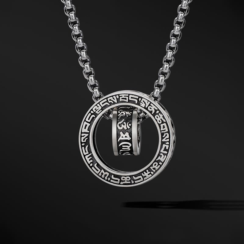 Tibetan Om Mani Padme Hum Carved Peace Purity Chain Necklace Pendant