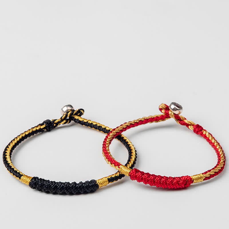Handmade Tibetan Braided Red and Black String Minimalist Bracelet