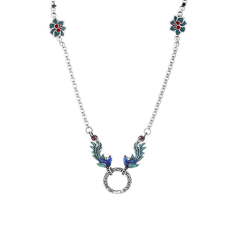 Phoenix Lotus Flower Luck Protection Necklace Pendant