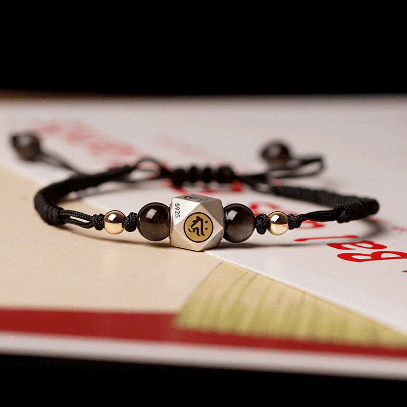 Handmade 925 Sterling Silver Cinnabar Zodiac Guardian Buddha Braided Red String Bracelet