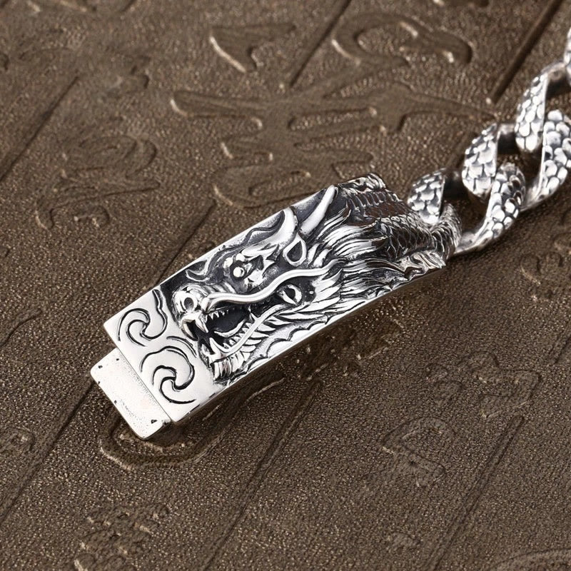 Retro Dragon Scale Pattern Engraved Protection Bracelet