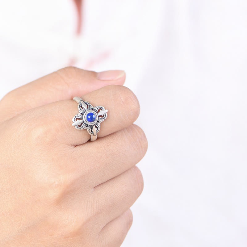 Tibet 925 Sterling Silver Natural Lapis Lazuli Adjustable Ring