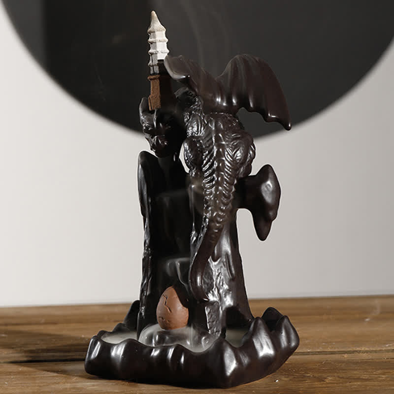 Nordic Dragon Ceramic Backflow Smoke Fountain Sandalwood Incense Burner