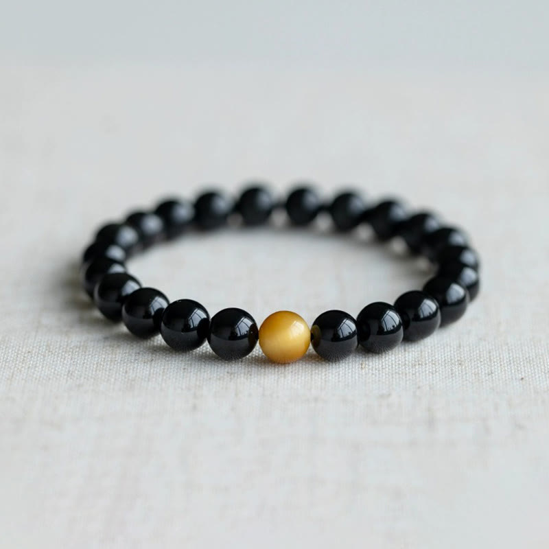 Natural Rainbow Obsidian Tiger Eye Positive Love Bracelet