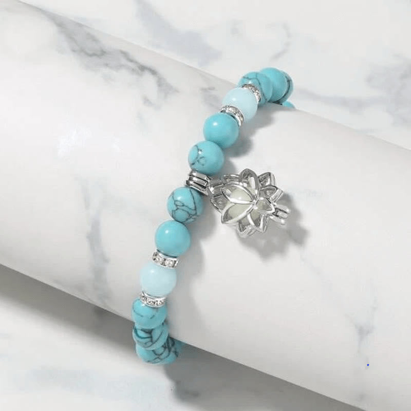 Tibetan Turquoise Glowstone Luminous Bead Lotus Protection Bracelet