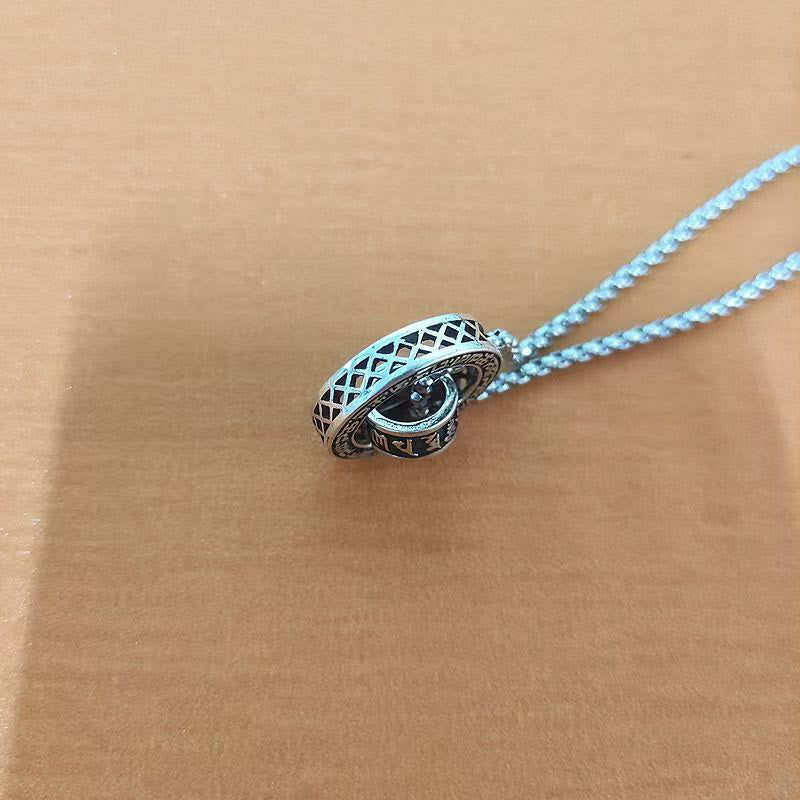 Tibetan Om Mani Padme Hum Carved Peace Purity Chain Necklace Pendant