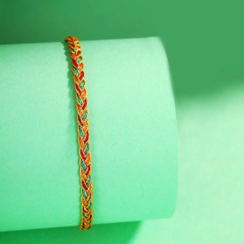 Handmade Multicolored Dragon Scale Pattern Braided String Bracelet