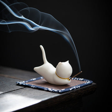 Handcrafted Ceramic Animal Figurine Incense Burner and Desktop Decoration