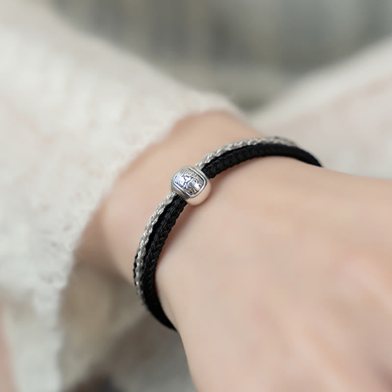 925 Sterling Silver Tibetan Zakiram Goddess Braided Red String Bracelet